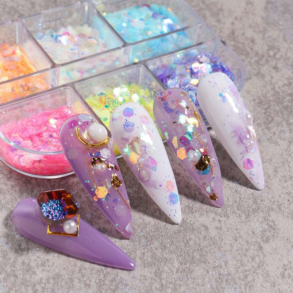 S.A.V.I UV Color Changing Glitter - Sun-Activated Nail Sequins for DIY Nail Art for Women & Girls 6