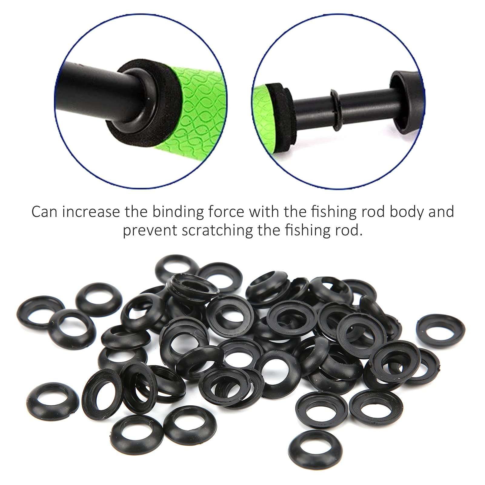 Winding Check Ring, 60PCS Fishing Rod Trim Ring Fishing Rod Building Silicone Elastic Winding Check Dress Ring Fishing Reel Care Accessories(11MM) 4