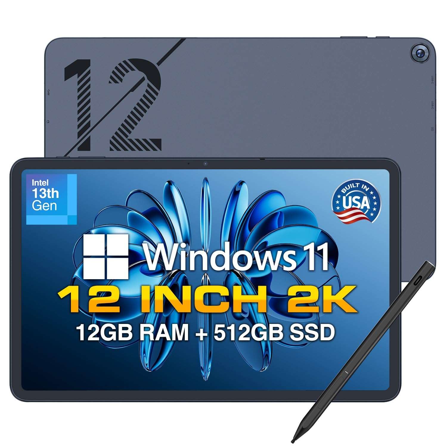 Fusion5 2026 Version 12" 2K Display Windows 11 Tablet PC 12 inch Windows Tablet Computer, Built-in Fan, Fast Charging, Metallic Tablet PC 1