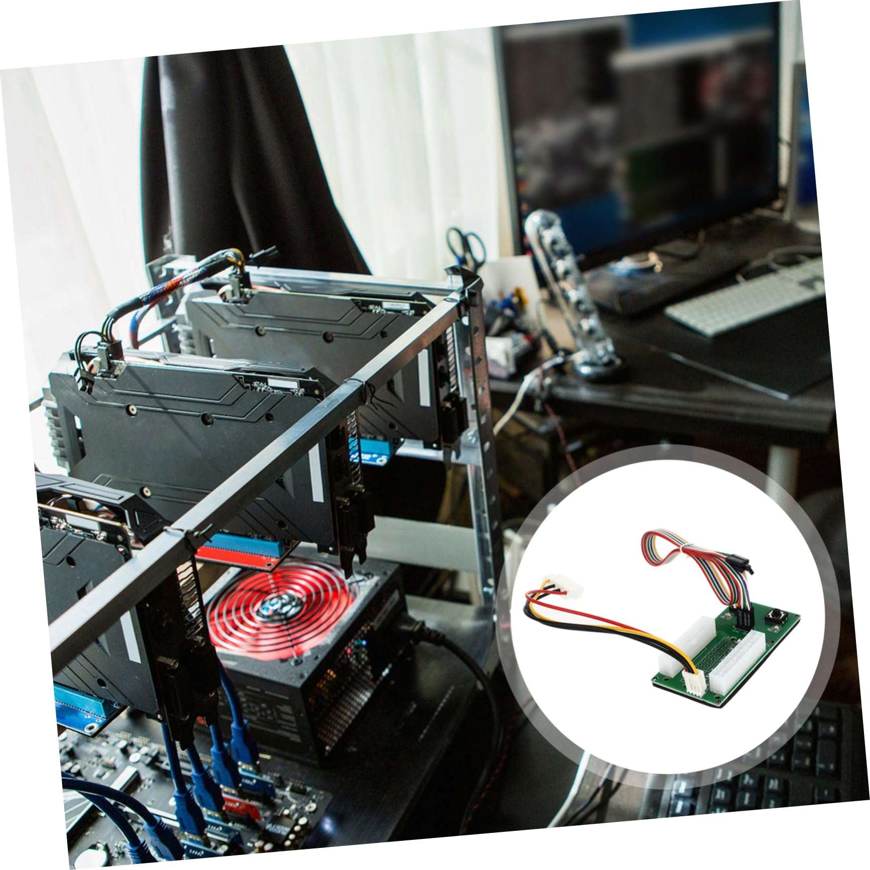 KONTONTY Multiple Power Adapter Green Multiple Power Supply Adapter PCB Synchronous Starter Board Power Supply Extender Cable Cards 4