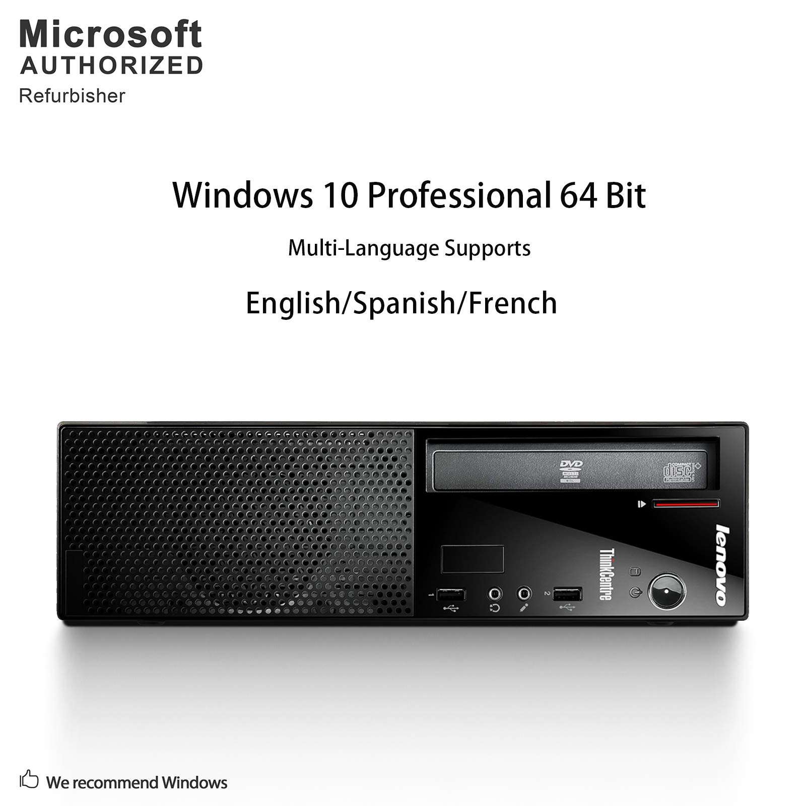 Lenovo ThinkCentre E73 Small Form Factor PC, Intel Core i3-4130 3.4GHz, 8G DDR3, 500G, DVD, Windows 10 Pro 64 Bit-Multi-Language Supports English/Spanish/French(Renewed) 3