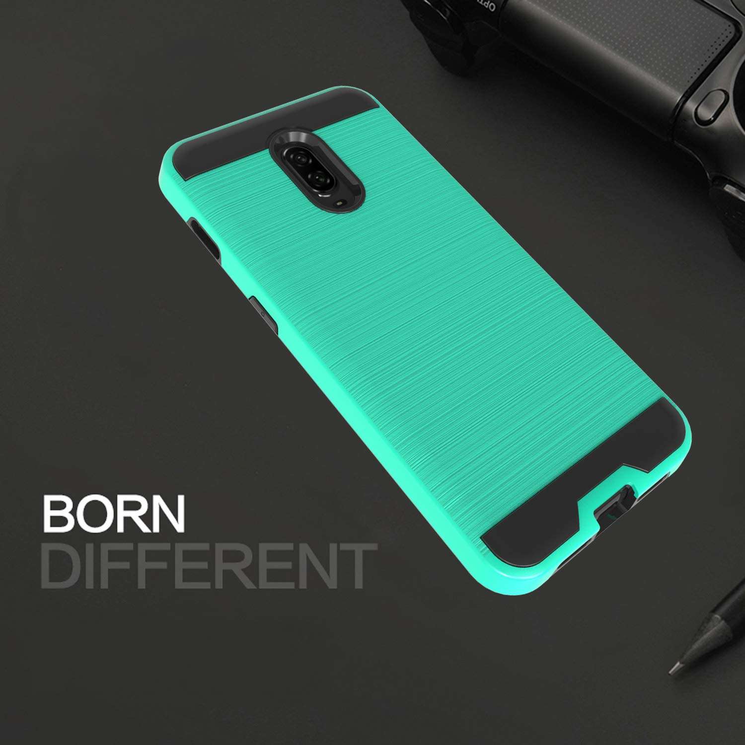 Wtiaw:OnePlus 6T Case,OnePlus 6T McLaren Case,1+6t Case(2018),OnePlus 7 Case,OnePlus 7 Phone Cases,OnePlus 6T Phone Cases,Brushed Metal Texture Dual Layer Defender Case for One Plus 6T-CL Mint 5