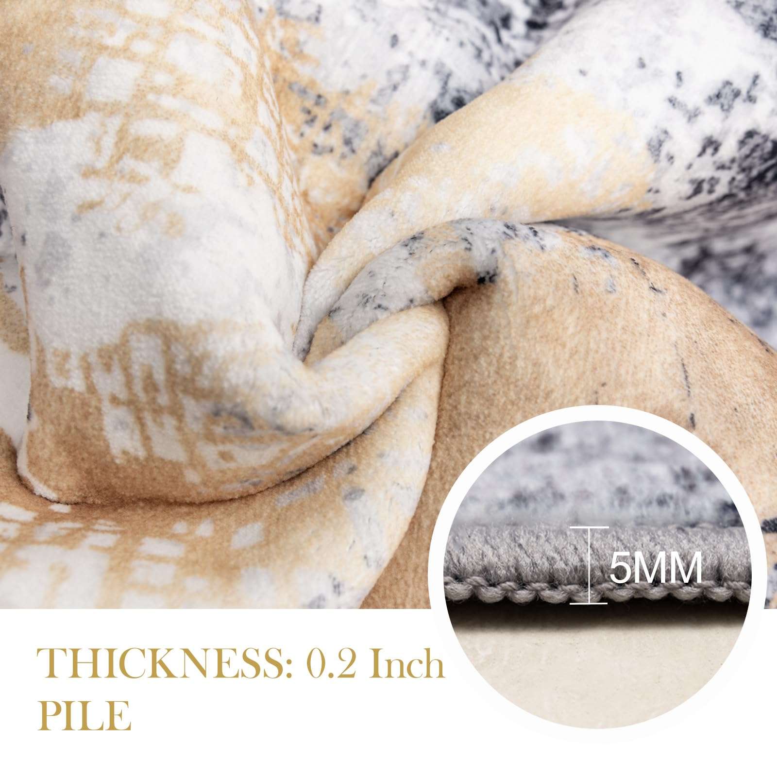 nusoarug 2x7 Runner Rug, 2' x 7' Modern Machine Washable Carpet Abstract Non-Slip Area Rugs with Rubber Backing for Bedroom Kitchen Entryway Living Room Bathroom, Yellow&Black 3