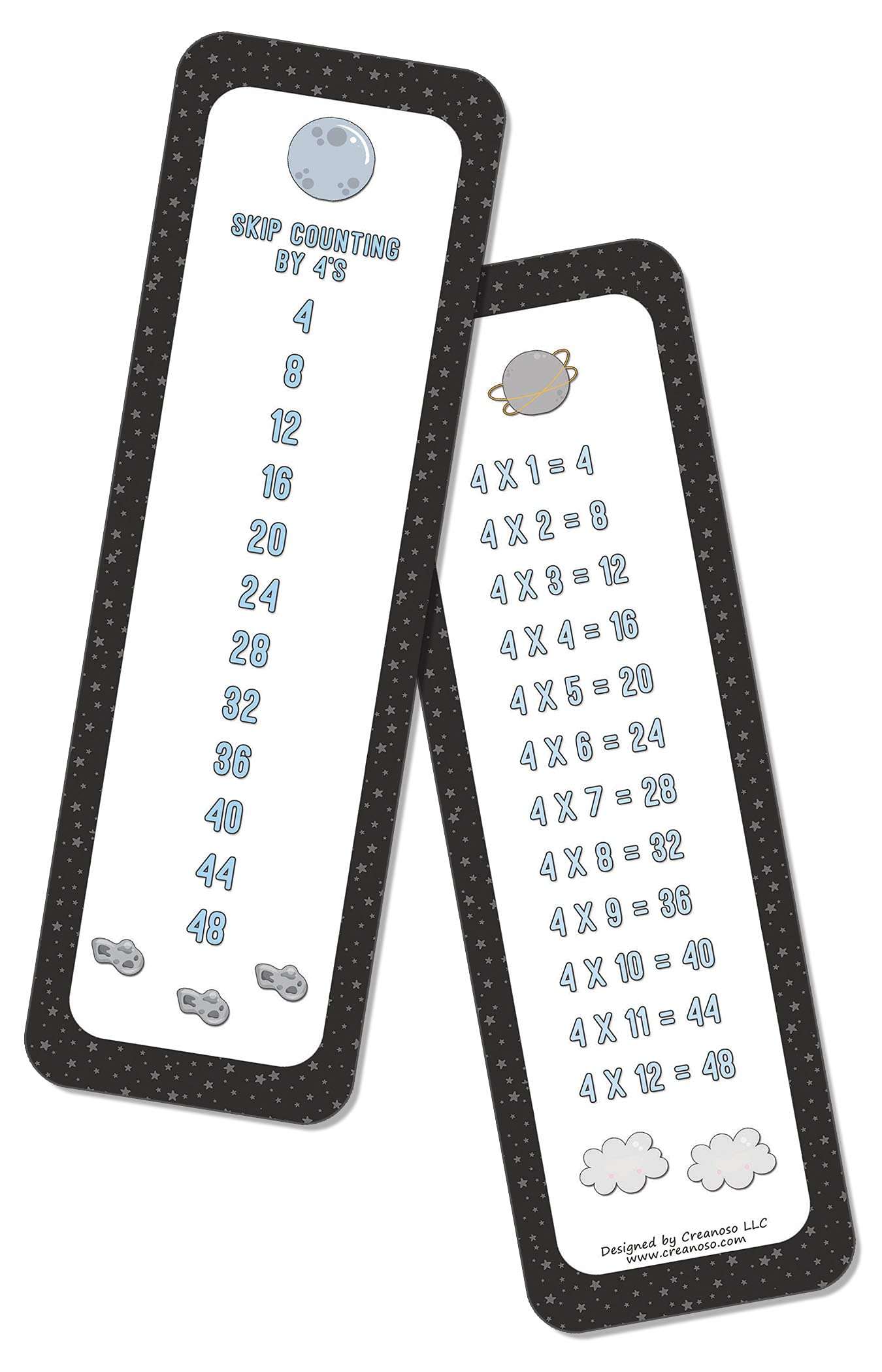 Creanoso Skip Counting Chart Bookmark Cards - Space Universe Theme (6-Set X 11 Cards) – Stocking Stuffers Gifts Page Clippers Corporate Giveaways 6