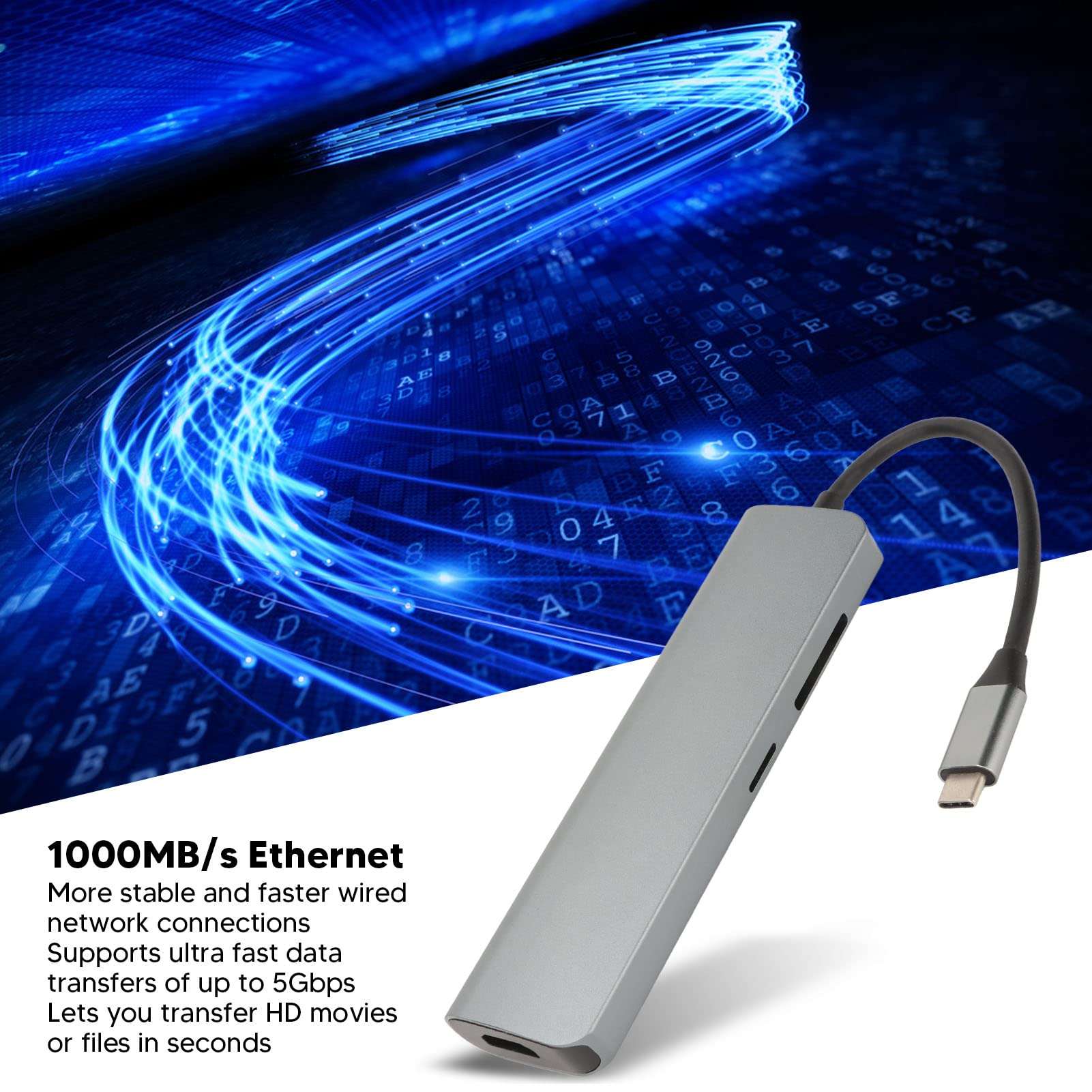 EBTOOLS USB C Hub, 9 in 1 Multiport Adapter, Laptop USB C Docking Station, USB C to 3xUSB3.0 HD 4K Gigabit RJ45 Ports, Maximum 100W PD, for Computer Notebook 6