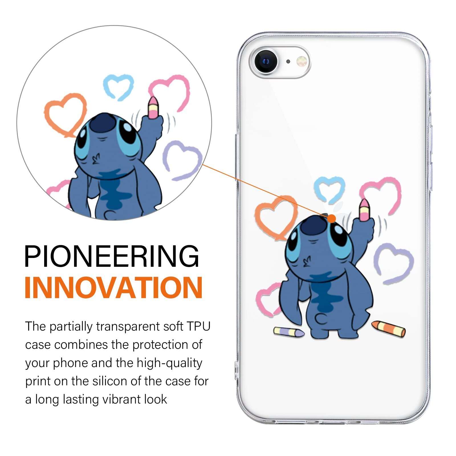 FGIAZDU [2 Pack] Case for iPhone 8/7 iPhone SE 2020/SE 2022 Case, Cute Cartoon Aesthetic Print Phone Cases Girly for Girls Boys Kids Women Clear Soft TPU Protective Cover for iPhone SE 2020 4.7" 3