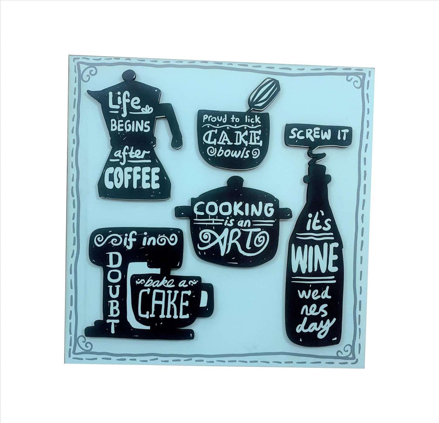 JRc Kitchen Appliances with Embossed view Art for wall Decoration I Beautiful Quotes |Home Decoration I kitchen area | Set Of 1 Wall Decor Item