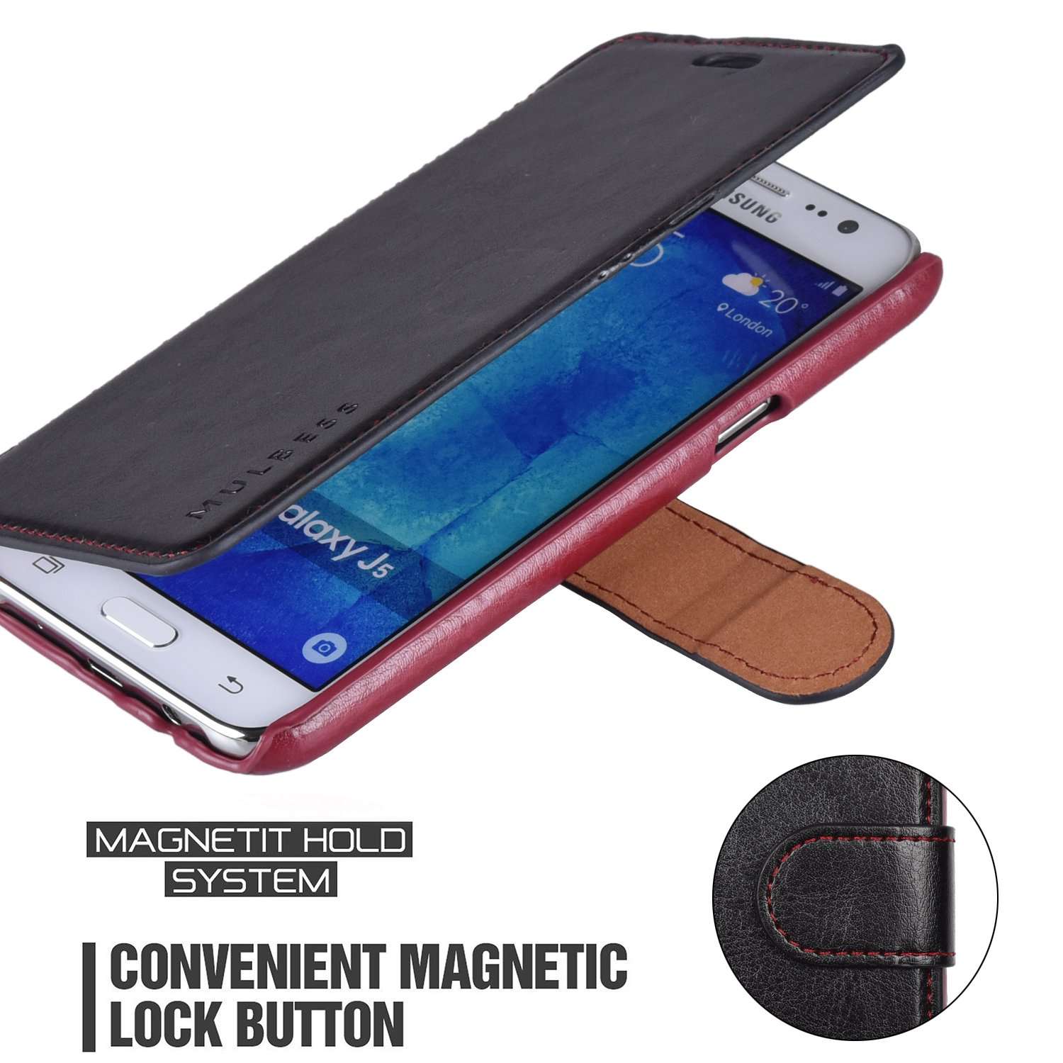 Mulbess Layered Samsung Galaxy J5 2017 Leather Case，Flip Phone Case Wallet with Magnetic Clasp for Samsung Galaxy J5 Prime / On5 2016 Cover, Black 3