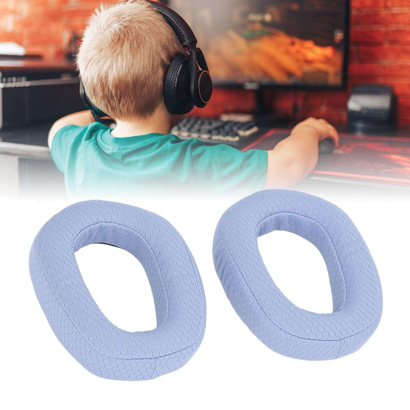 Replacement Ear Pads, Soft and Comfortable Earpad Cushion Ear Pad Replacement Fit for Logitech G435 Lightspeed Bluetooth Gaming Headset (Blue) 6