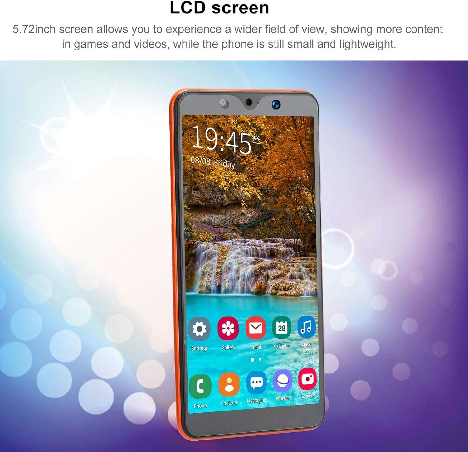 Zyyini Note30 Plus Unlocked Smartphone, 5.72 Inch HD Full Screen Phone, Dual SIM, 512MB + 4GB, 2MP + 5MP Camera, Face Unlock, with WiFi+BT+FM+GPS, with Earphone(Orange) 3