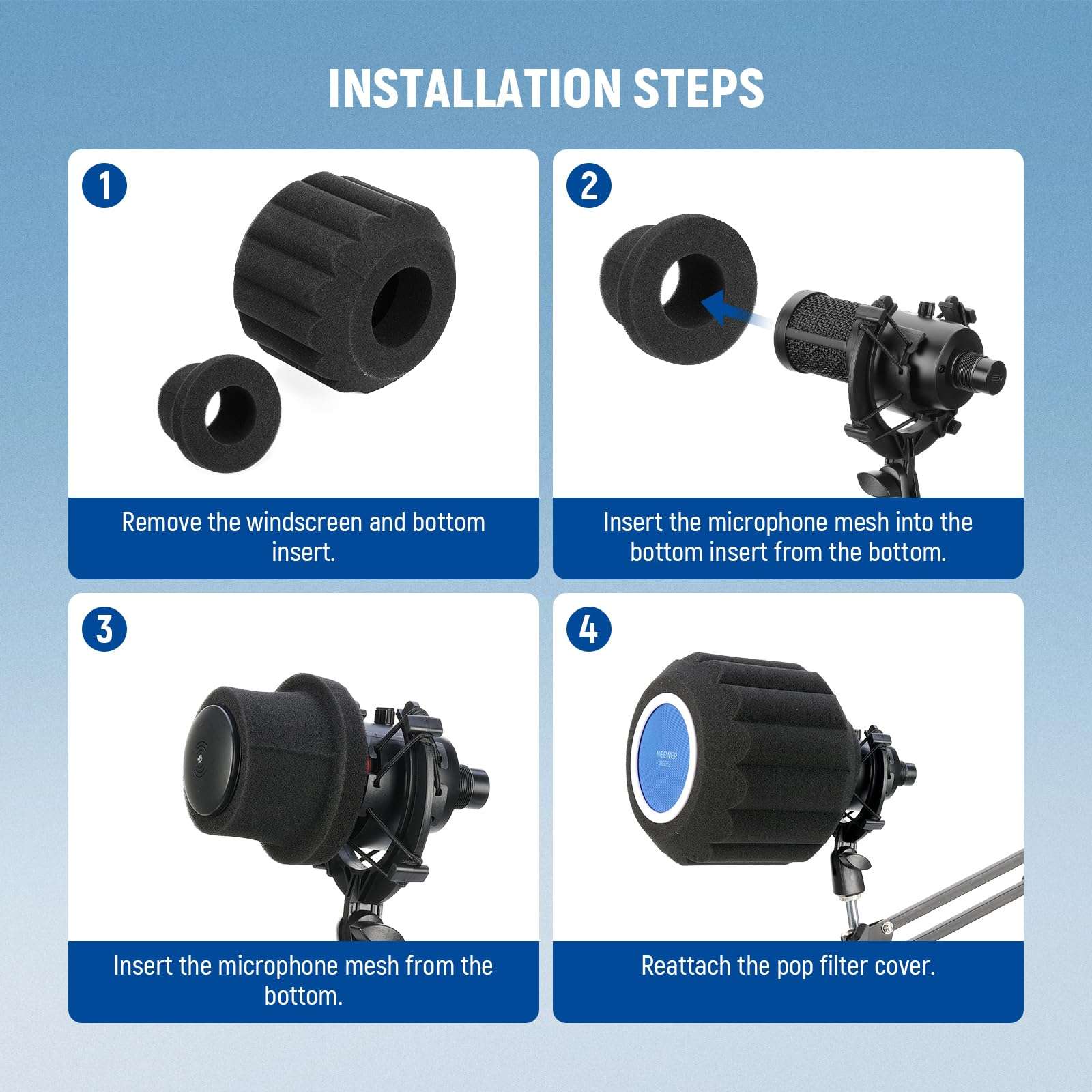 NEEWER Microphone Isolation Ball Shield Pop Filter, Portable Windscreen Mic Cover for Studio Vocal Booth Recording, Sound Absorbing Five Layer Foam Acoustic Equipment for 43-68 mm Mics, MS012 6