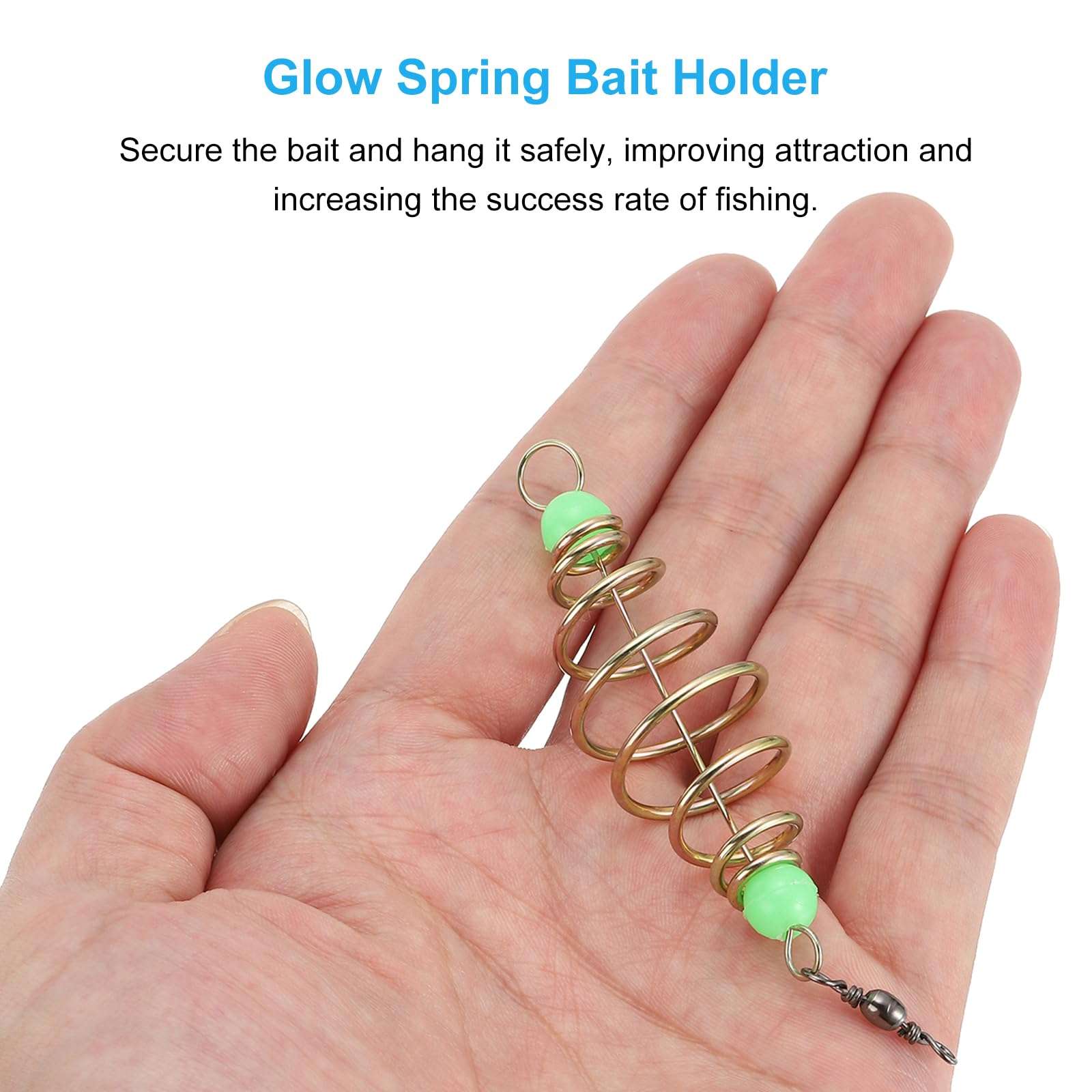 PATIKIL Luminous Spring Fishing Feeder, 20 Pcs Fishing Bait Cage Feeder Bait Holder Coarse Lure Feeder Carp Fishing Equipment 5