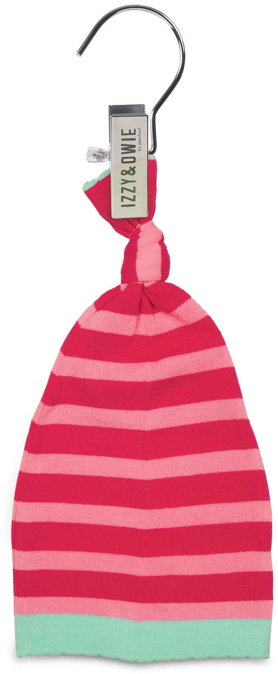 Izzy and Owie Striped Loose Baby Hat, 0-12 Month, Dark Pink/Light Pink/Mint 2