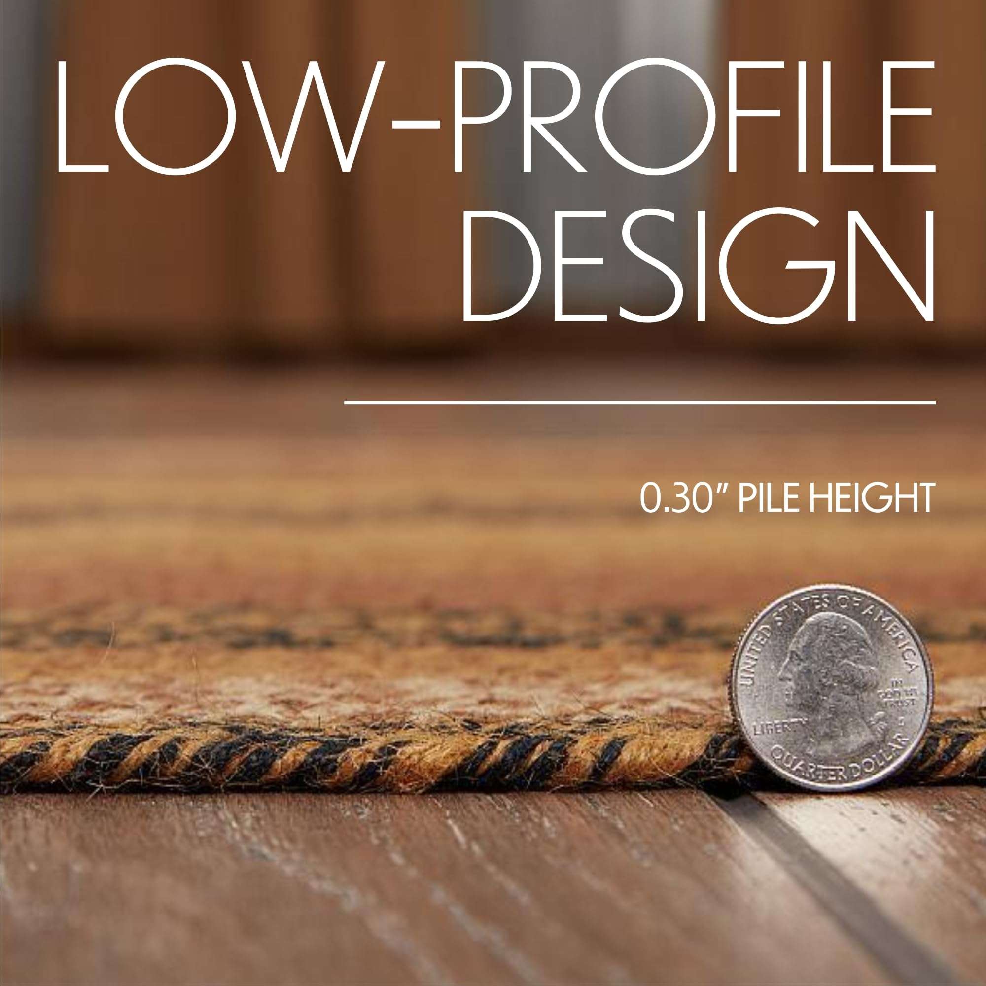 VHC Brands Kettle Grove Primitive Jute Black Striped Accent Rug Rectangle w/Floor Pad 24"x36" 4