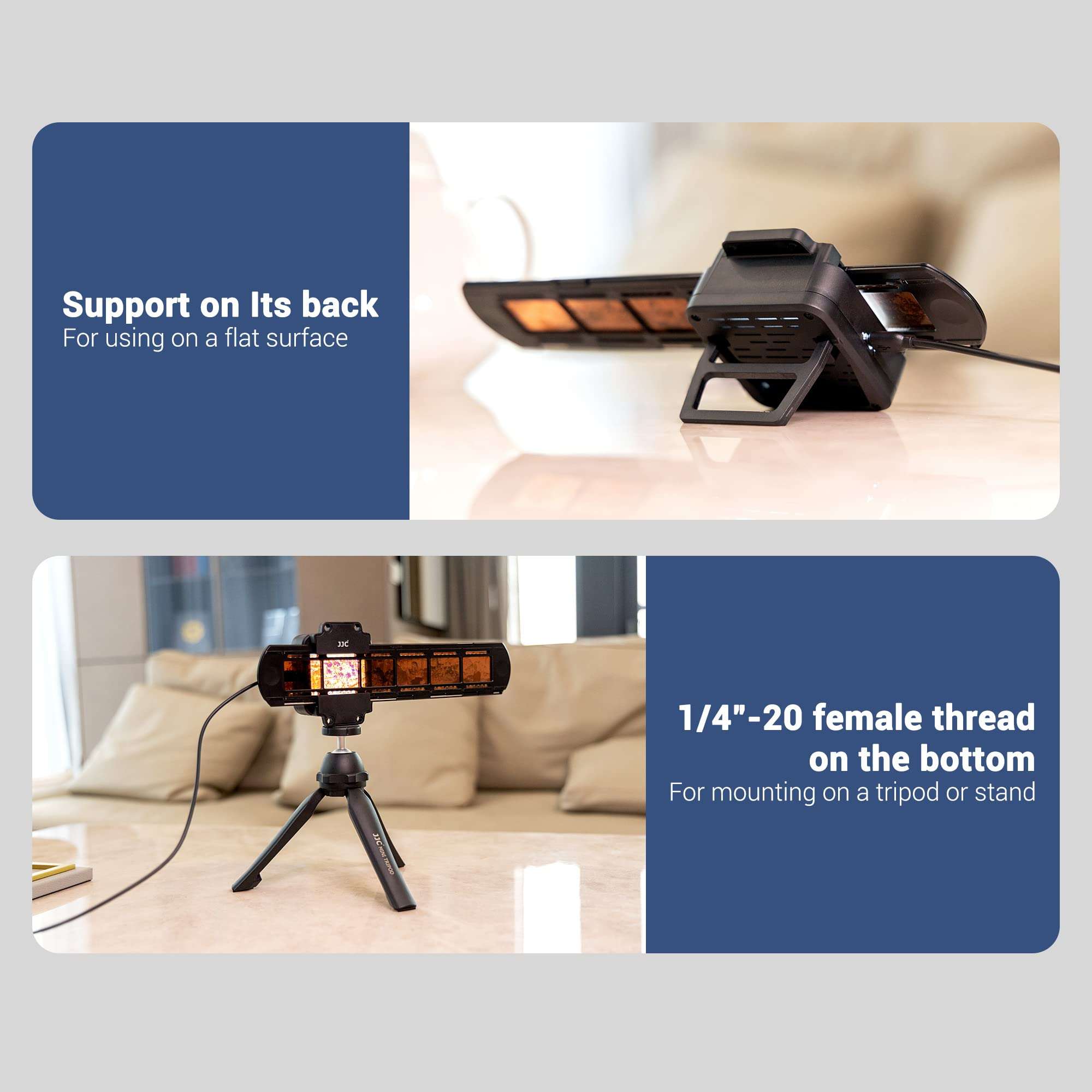 Film Digitizing Adapter Set Including USB Light Box 95+ 6500K with 10 Levels Adjustable,Slide Mount Holder for 2 Mounted 35mm Slides,Strip Film Holder for 6 Frame 35mm Film for Old Negative Copying 6