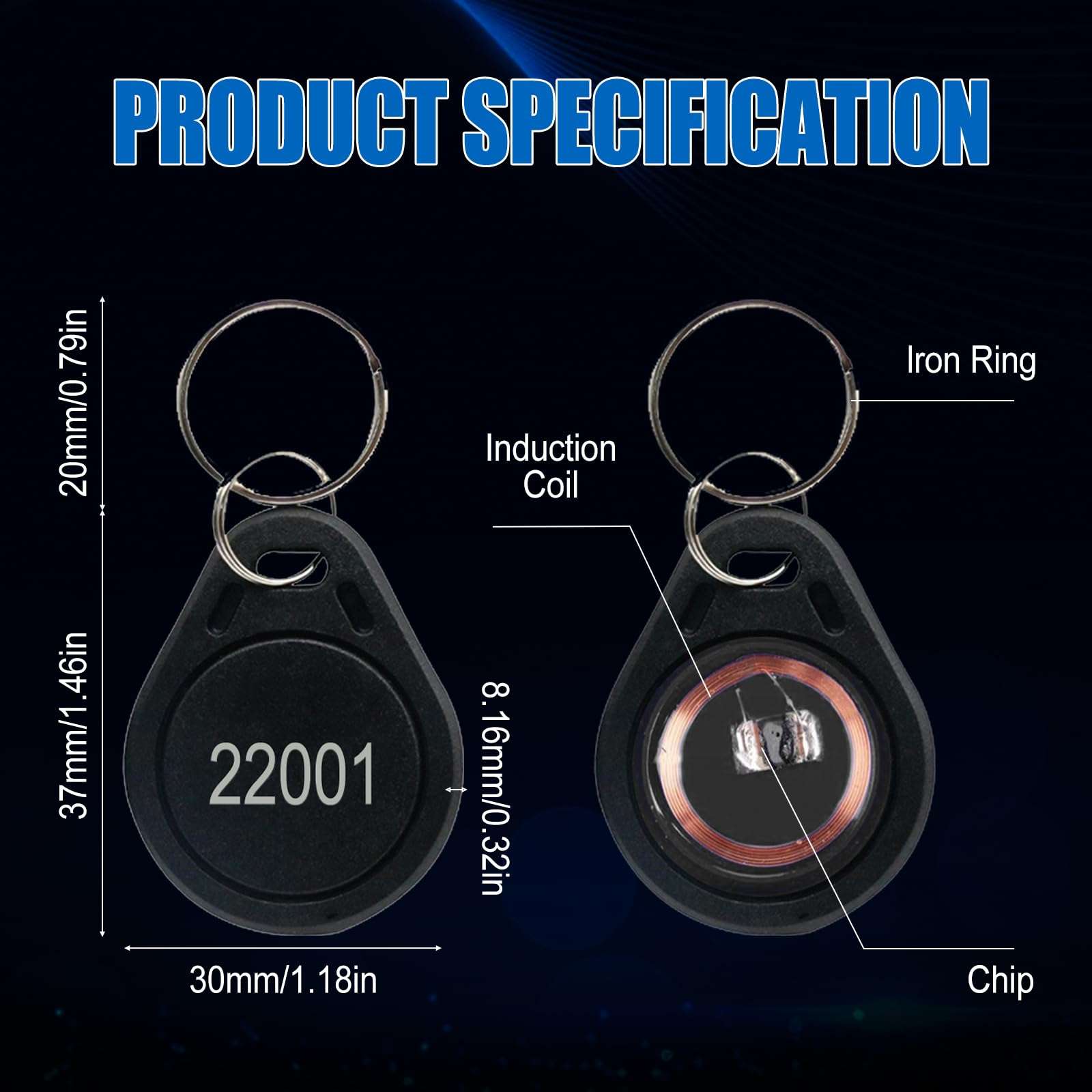 Yuqutum 50 Pcs 26 Bit Proximity Key Fobs Compatable with Prox Key ISOProx 1346 1386 1326 H10301 Format Readers, Works with The Vast Majority of Access Control Systems (50 PCS) 5