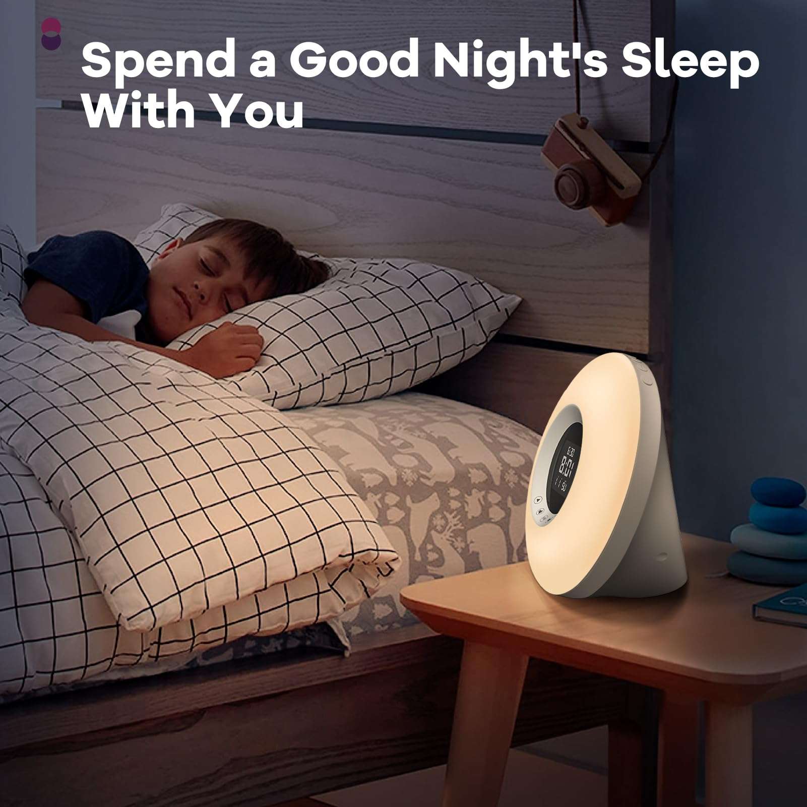 HEYAXA Sunrise Alarm Clock with Wake Up Light for Kids, Adults, Heavy Sleepers, Sleep Aid with Sunrise Simulation，8 Colors Night Light & 6 Natural Sounds for Bedrooms FM Radio, Gift Ideas 6