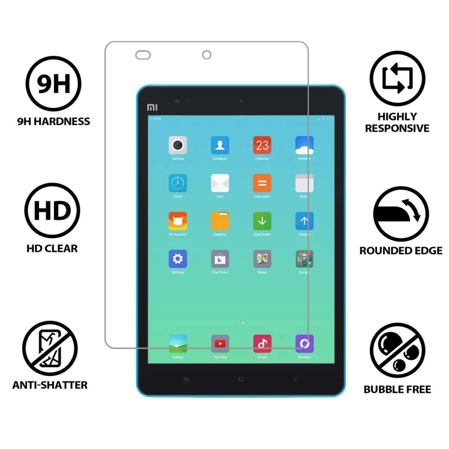 ECellStreet Tempered Glass Toughened Glass Screen Preotector for Xiaomi Mi Pad 3