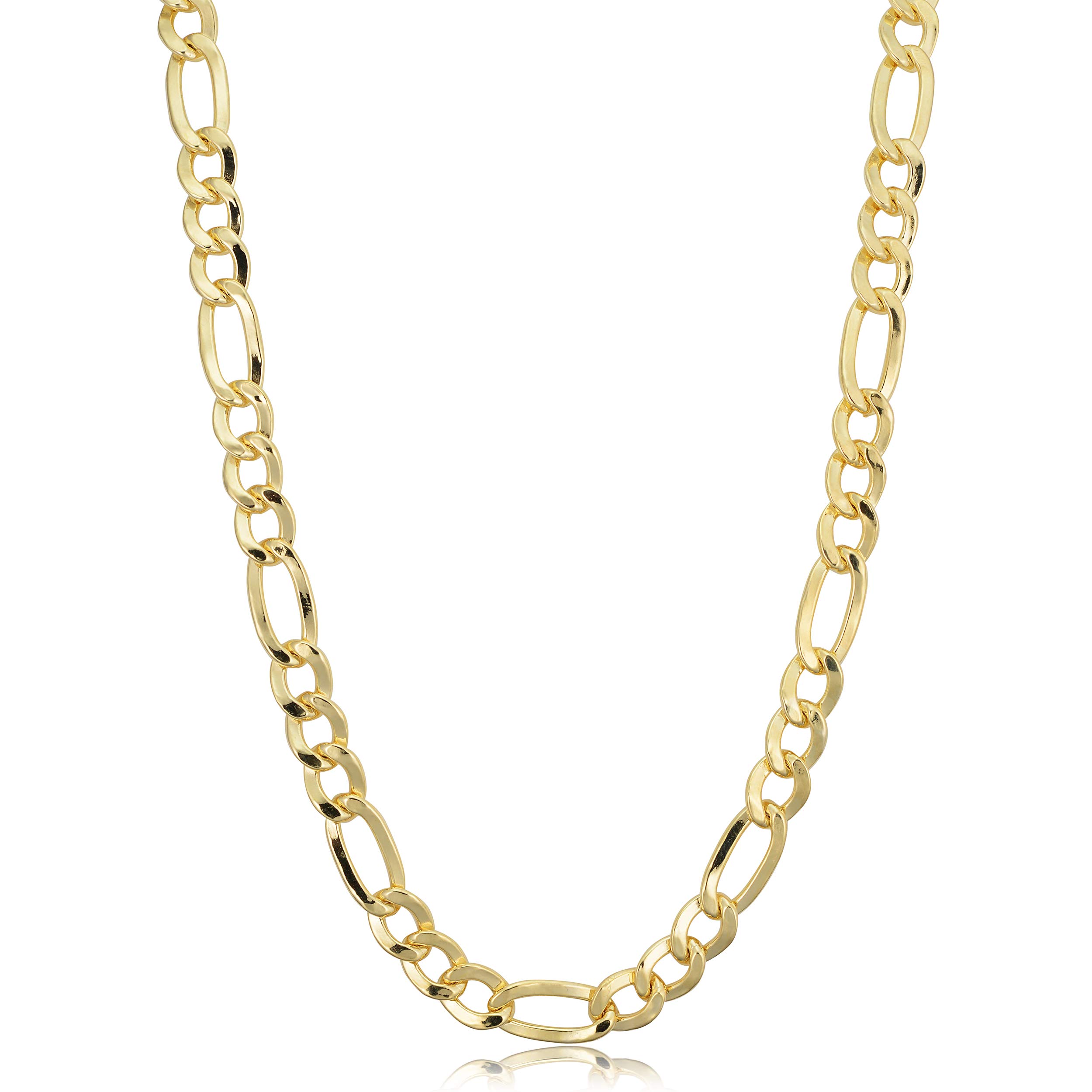 Kooljewelry 14k Yellow Gold Filled Solid Figaro Link Chain Necklace (6 mm, 22 inch)