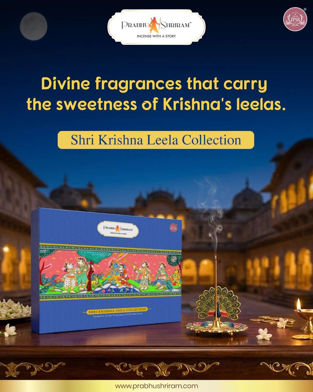 JPSR Shri Krishna Leela Incense Sticks Gift Set | Traditional Ayurvedic Temple Fragrances | 10 Premium Natural Scents with Pattachitra Art & Free Peacock Feather Holder Premium Pooja Agarbatti 4