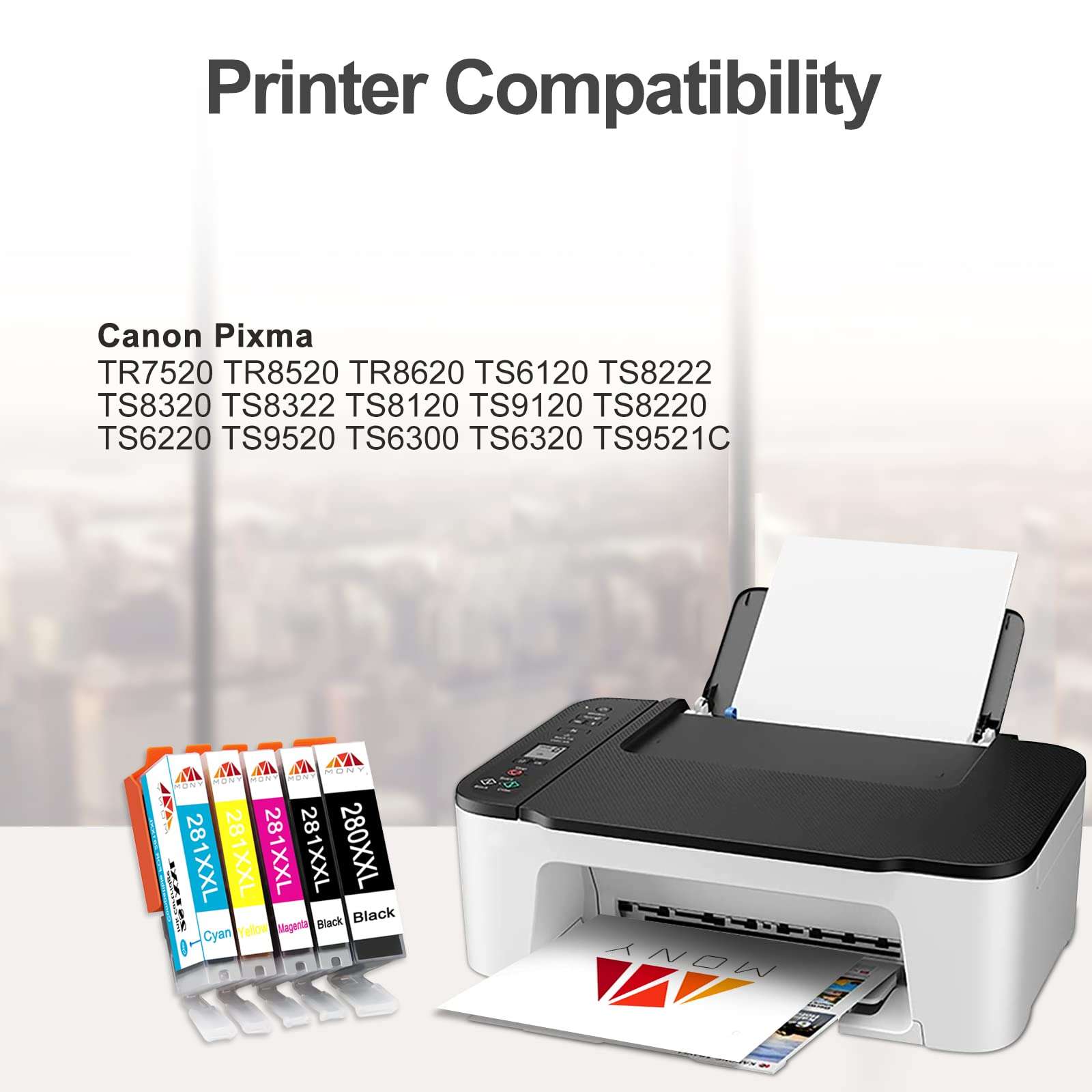 MONY Compatible Ink Cartridges Replacement for Canon PGI-280XXL,CLI281XXL 280 281 XXL Used in Canon Pixma TR7520 TR8520 TS6120 TS6220 TS6320 TS8120 TS9520 TR8500 TS702 TS8210 Printers (5 Packs) 3