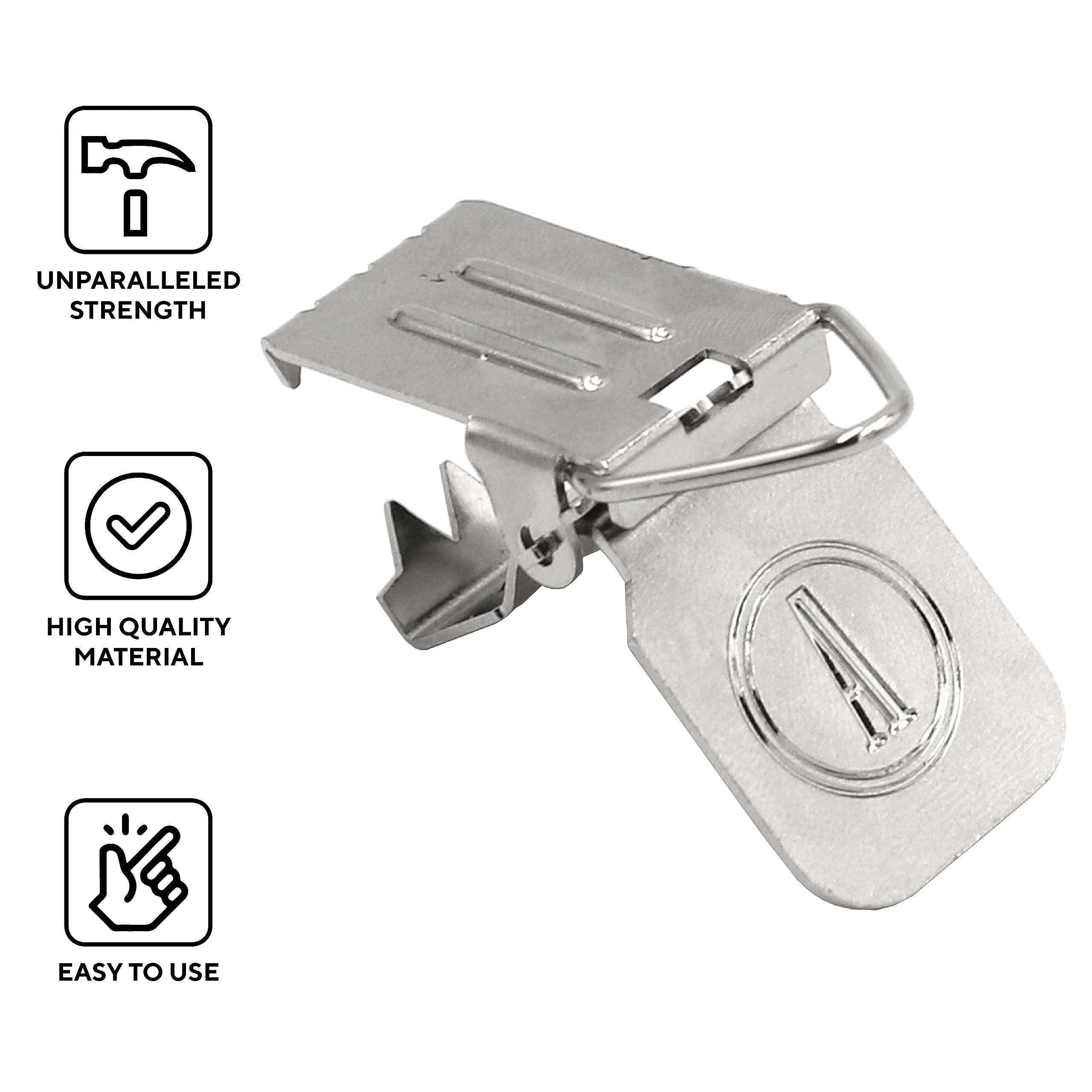 ANDUSTRIAL - Small Durable Nickle-Plated Steel Clips/Clamps for Displaying Shawls, Leather Hides, Quilts, Mats, Rug Samples - Finger Support Triangle Back Alligator Rug Clips - Silver, 10 Clips 6