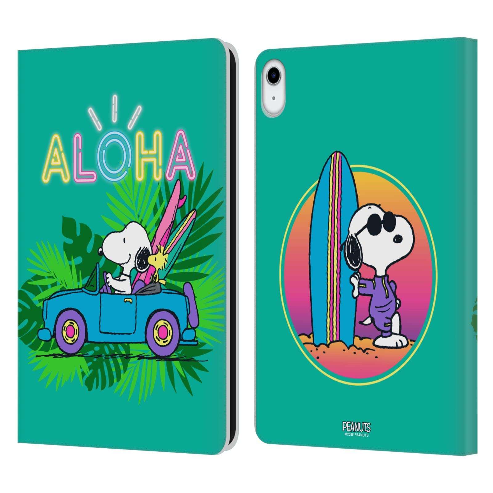 Head Case Designs Officially Licensed Peanuts Tropical Surf Snoopy Aloha Disco Leather Wallet Case Compatible with Apple iPad 10.9 2022/2025 1