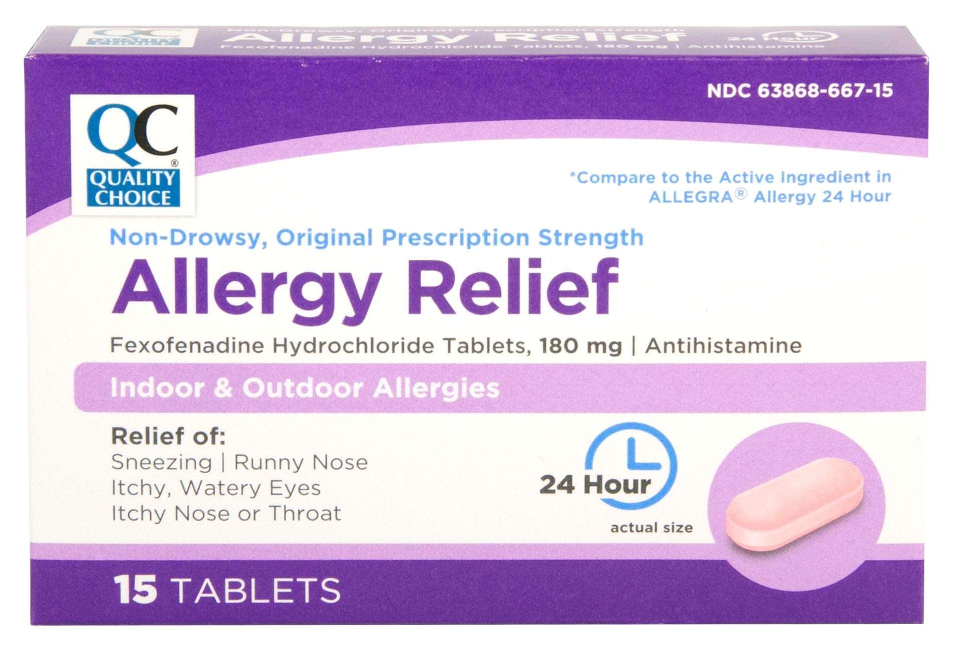 Quality Choice Fexofenadine HCL 180 mg Tablets 15 Count | Non-Drowsy 24 Hour Indoor and Outdoor Allergy Relief for Sneezing, Runny Nose, Itchy Throat and Watery Eyes 1