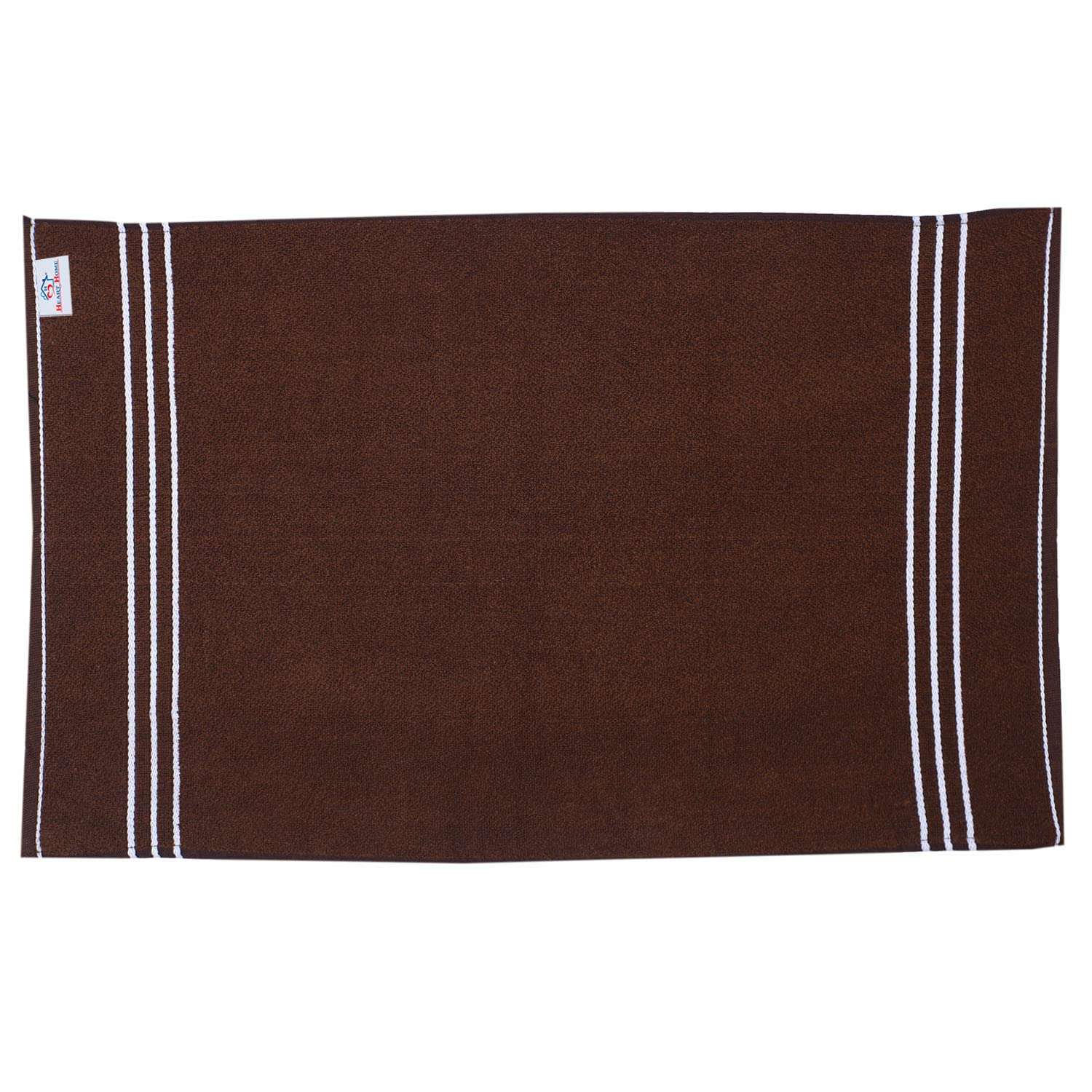 Heart Home Three Stripes Design Super Absorbent Cotton Hand Towel|Face Towel for Men,Women & Kids,Pack of 3 (Brown) 3