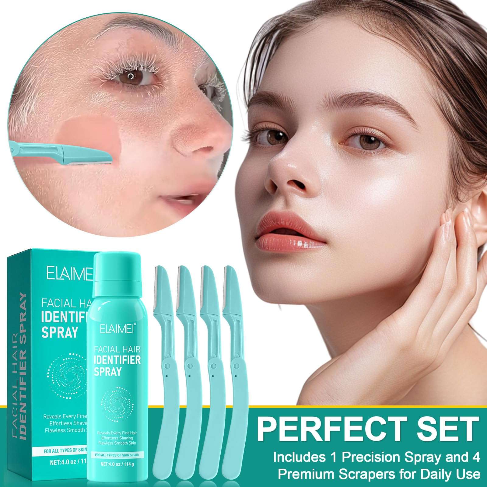 Hair Identifier Spray For Face Shaving, Hair Identifier Spray, Face Hair Identifier Spray, Body Hair Identifier Spray, Facial Hair Identifier Spray For Dermaplaning. 3