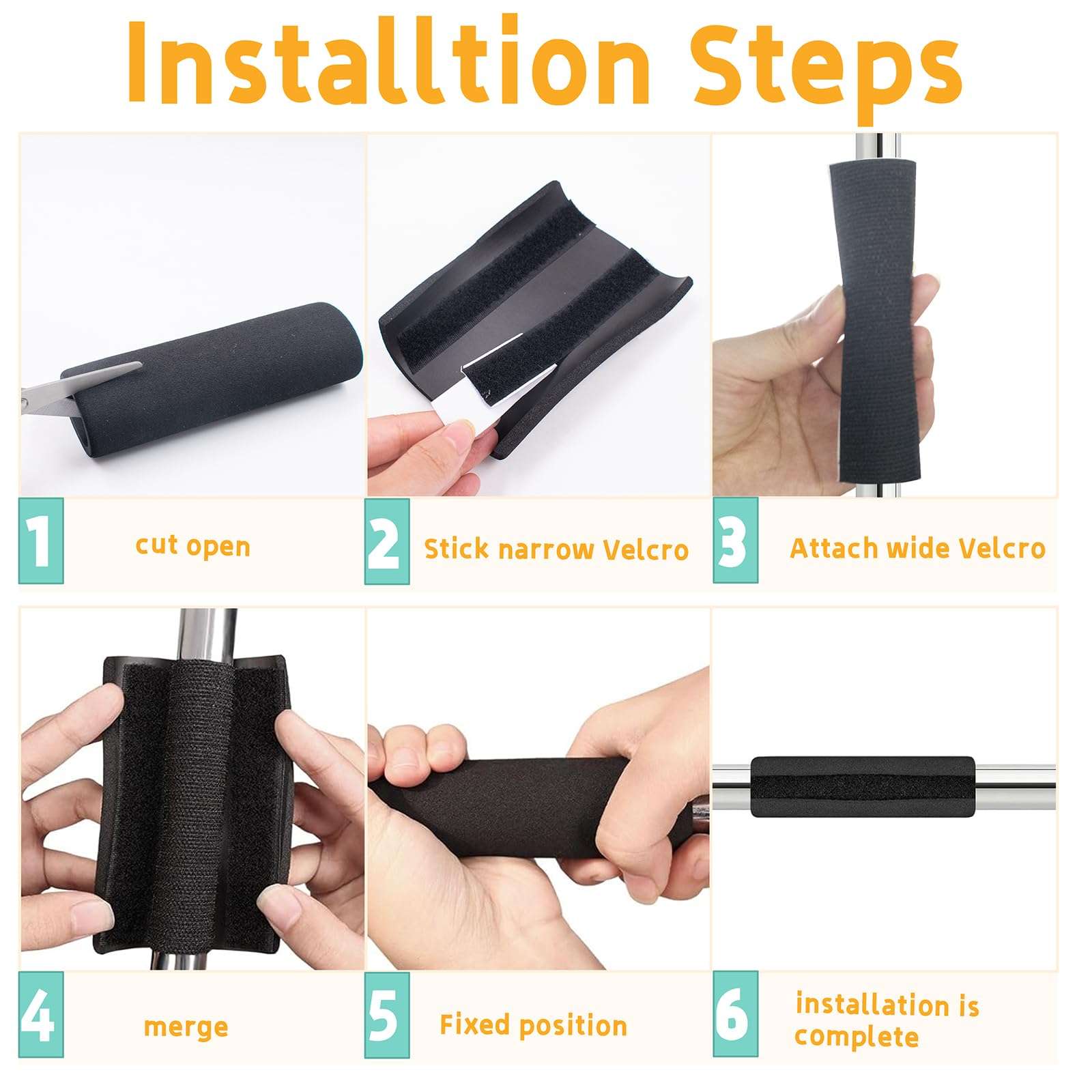 4 PCS Handle Grips 4.7 Inch Sponge Foam Grip Wrap Soft Comfortable Non-Slip Handle Grips Soft Buffer Tube Cover Shock Absorption Handle Covers for Fitness Bicycle Exercise Equipment 5