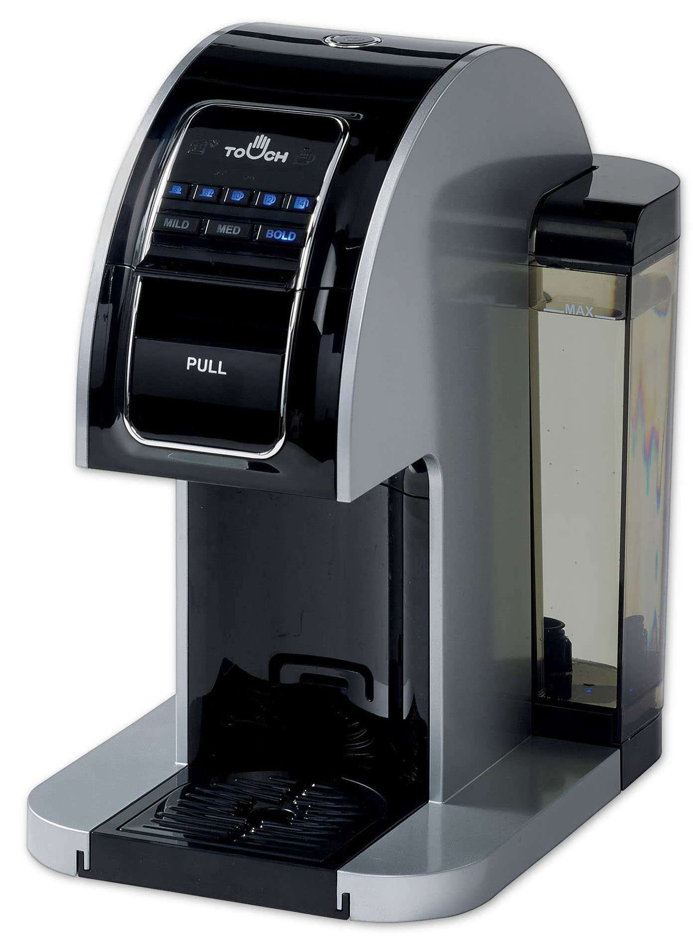 Touch Choice Single Serve Coffee Brewer - Silver Coffee Maker with Full K-Cup Pod Compatibility & Rapid Brew Technology - T414S 1