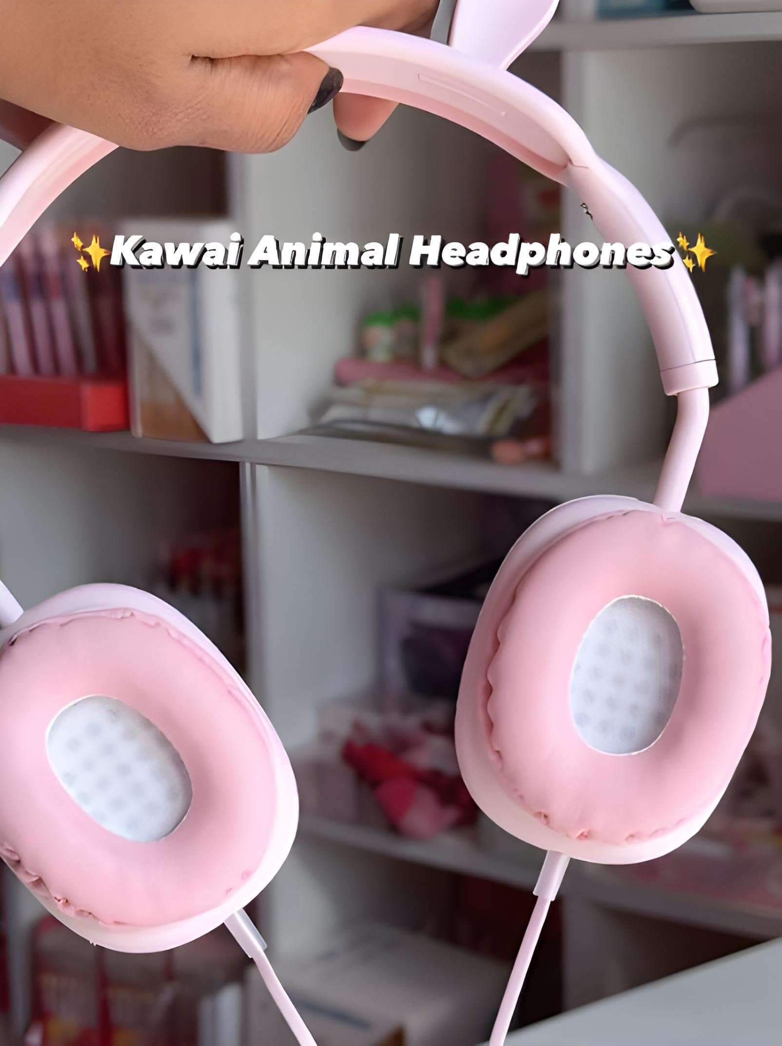 Elecart Earphone for Kids, 3.5mm Jack On Ear Wired Cute Rabbit Headphone, Stereo with Mic Earphone, Stylish Headphones for Girls/Boys, Birthday Gift for Girls (Pink Bunny) 5