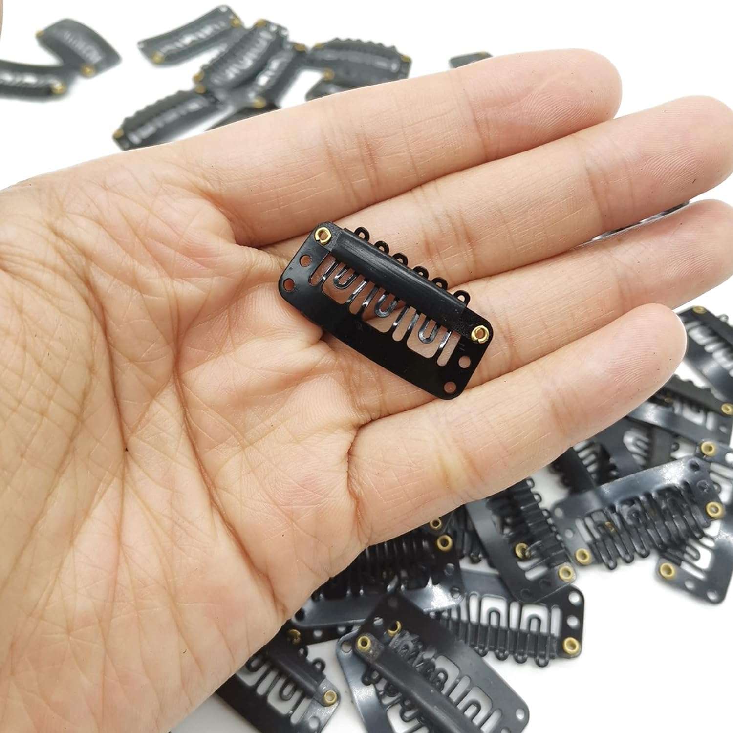 MISS LIRENN® 100PCS Snap Clips for Hair Extensions Weaves U-shape Metallic Wig Clips With Silicon Rubber Small Size Black 3