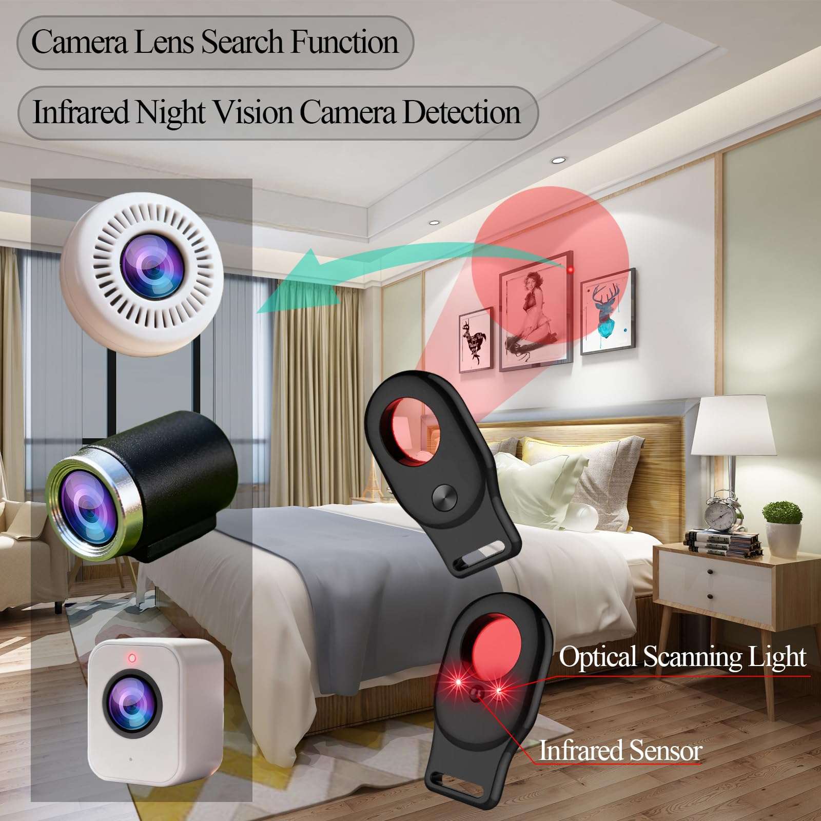 KAXYUYA Hidden Camera Detector & Electronic Bug Detector – Signal Scanner and Tracker Finder, Upgraded Portable Hidden Device Detector for Home, Hotel, Car & Travel Privacy Protection 5