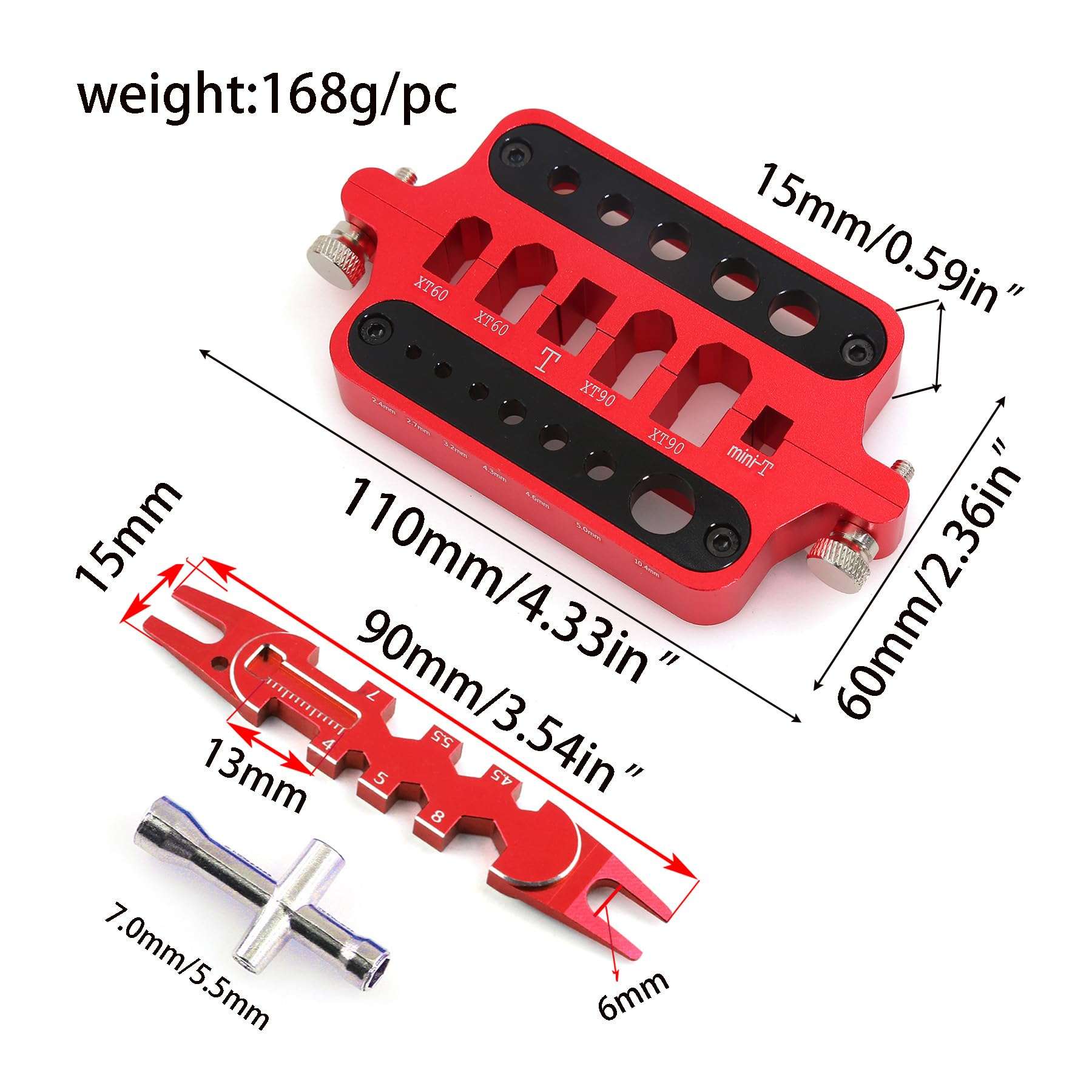 RC Tools Metal Welding Soldering Insulate Station Jig RC Ball End Remover RC Ball Joint Tool Multifunction Wrench Mini Hex Socket Wrench for XT60 XT90 Deans Banana Plug Connector (Red) 3