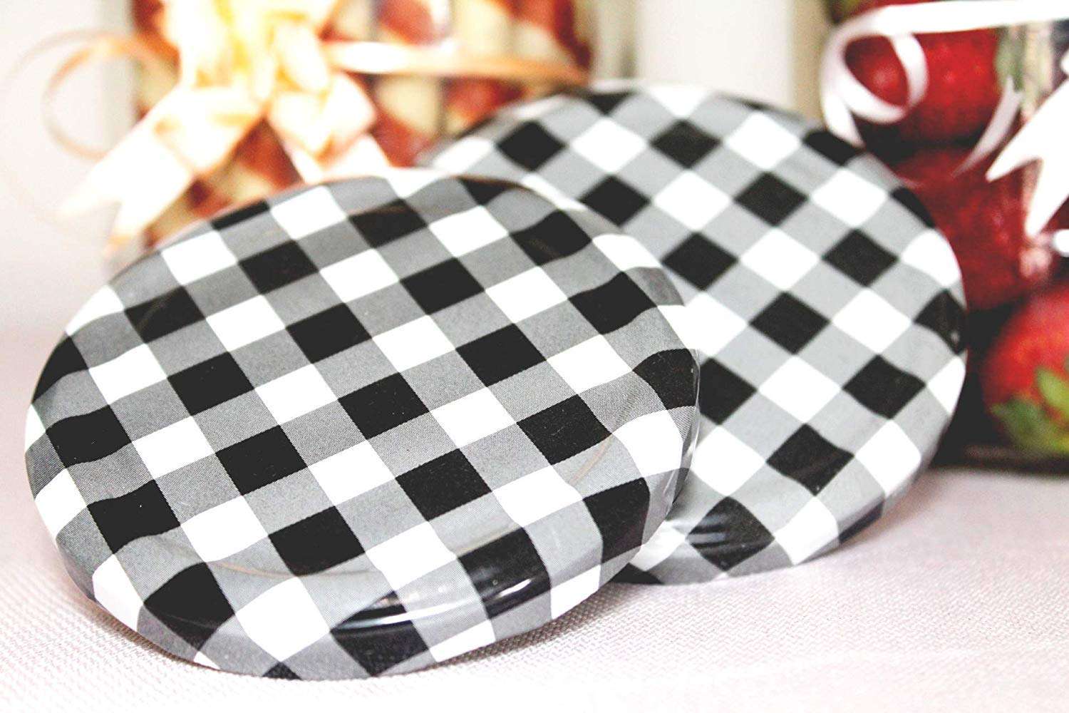 Decor Shine 1000 Ml Grocery Kitchen Container jar for Storage Food Material,Spice Storage,Pickle Storage Jar with air Tight Lid (2, Black Checks) 6