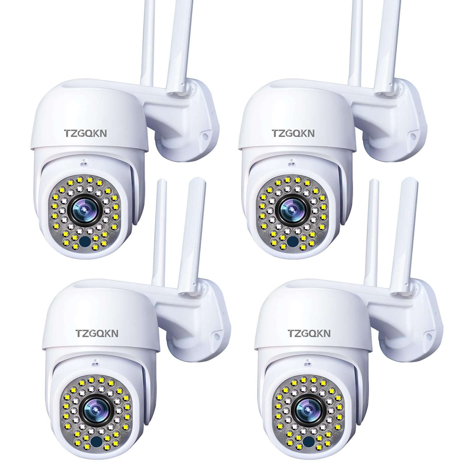 TZGQKN 2K WiFi Surveillance Security Camera Outdoor/Home/Dome, Pan-Tilt 360° View, 3MP, Motion Detection and Siren, 2-Way Audio,Full Color Night Vision, Waterproo (4, Memory Card not Included) 1