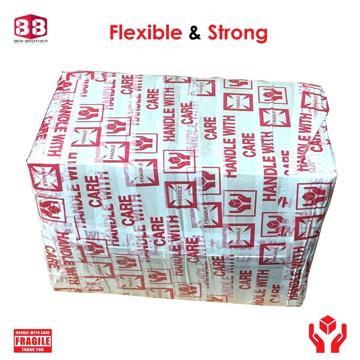 Box Brother Cello Tape 2 Inch 55mtr || Printed Packaging Tape || Handle with Care Fragile Tape Printed (Pack of 3) 6