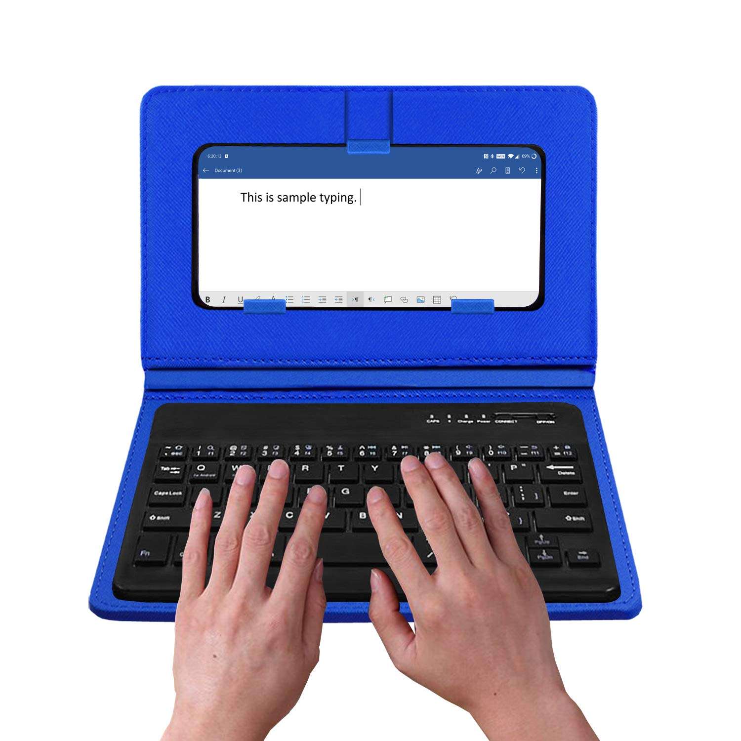 Acm Bluetooth Keyboard Case Compatible with Gionee Ctrl V6l 4g Mobile Flip Cover Stand Study Gaming Blue 3