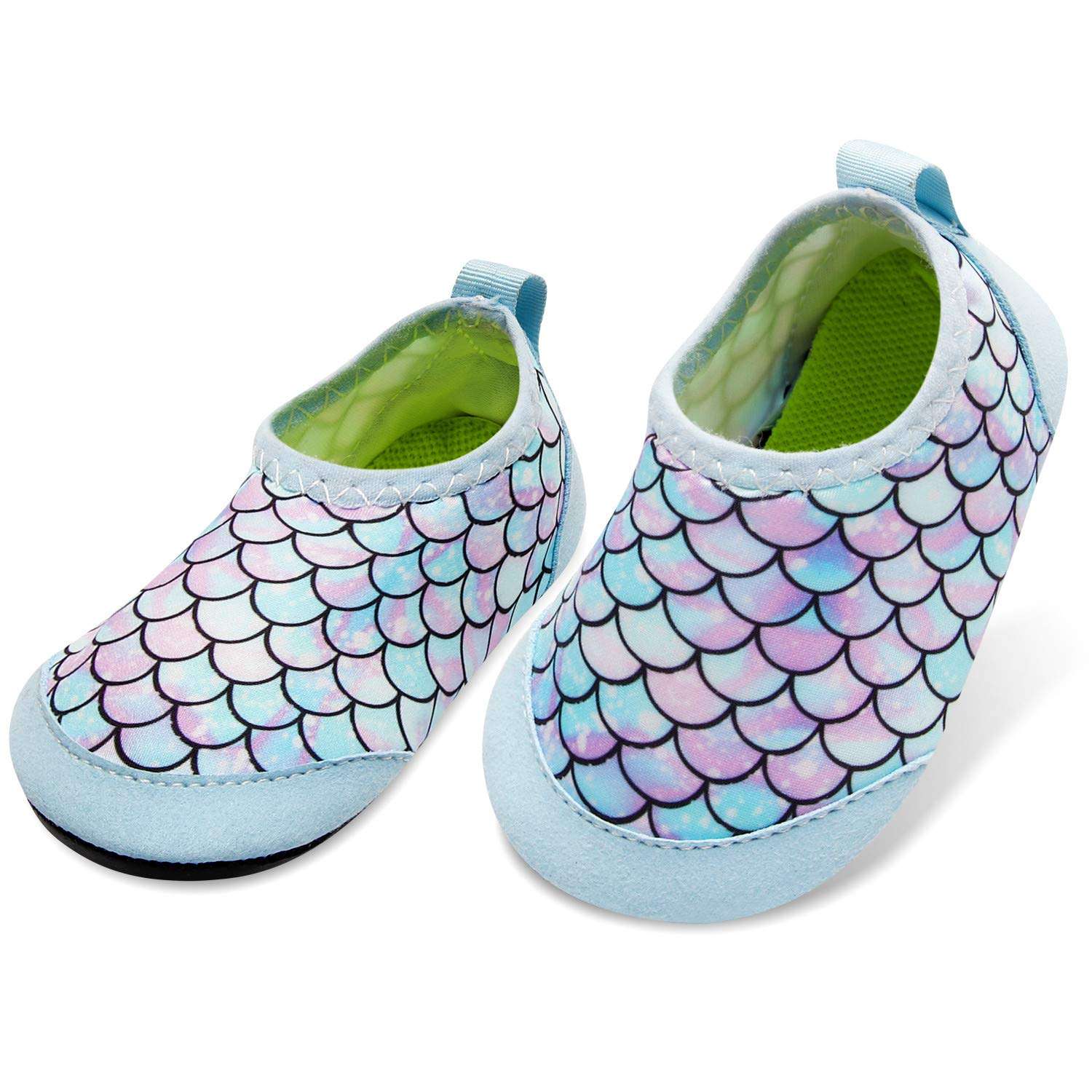 JIASUQI Baby Boys Girls Athletic Water Skin Shoes Socks for Beach River Boating Blue Scale 12-18 Months 3