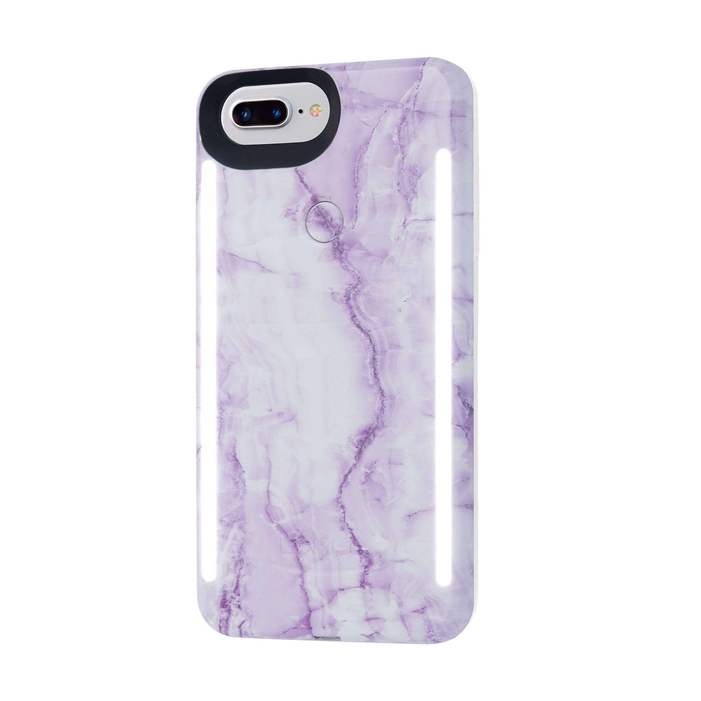 LuMee Duo Phone Case | Front & Back LED Lighting, Variable Dimmer | Shock Absorption, Bumper Case, Selfie Phone Case | iPhone 8+ / iPhone 7+ / iPhone 6s+ / iPhone 6+ (Lavender Marble), Model:LD-IP8PV2-LMR 2