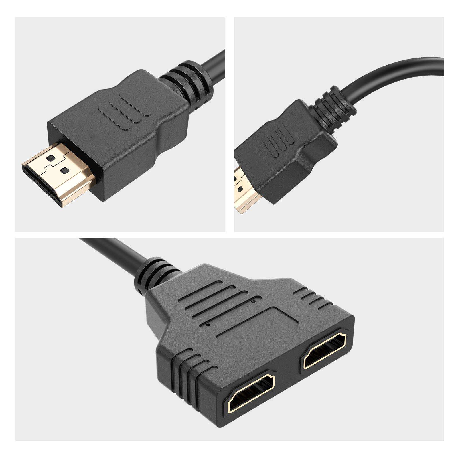 HDMI Splitter Cable 1 Male to Dual HDMI 2 Female Y Splitter, Male to Dual HDMI 2 Female Cable Supports Full HD 1080P Resolutions for X-box/ P'S4 /HD-TV /DVD Players 6
