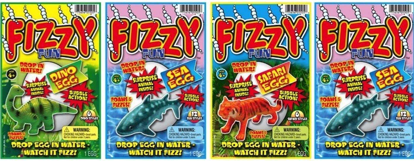 JA-RU Fizzy Egg Magic Toy Animal (Pack of 4) Like a Bath Bomb with a Toy Inside Bath Tub Hatching Eggs Surprise Toys. Plus Bouncy Ball | Item #5505-4p 1