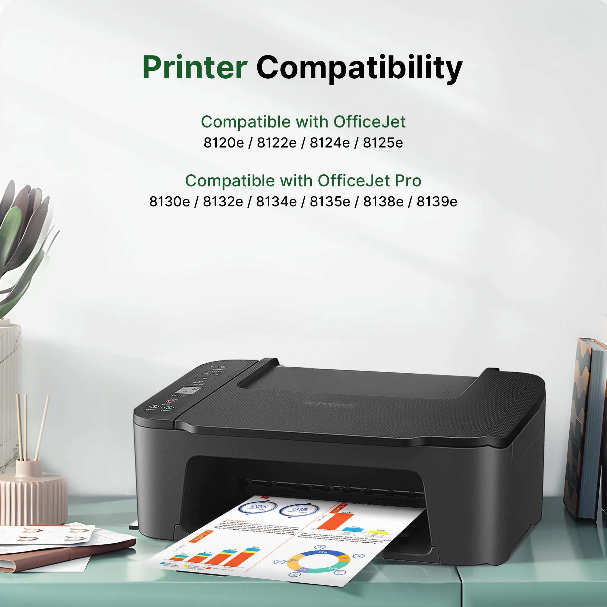 923 Ink Cartridges for HP Printers Compatible for HP 923 Ink Cartridges HP923 for HP Officejet Pro 8130e 8120e 8135e 8139e 8120e 8125e Printers (4 Pack 923 Ink Black Cyan Magenta Yellow Without Chip) 3