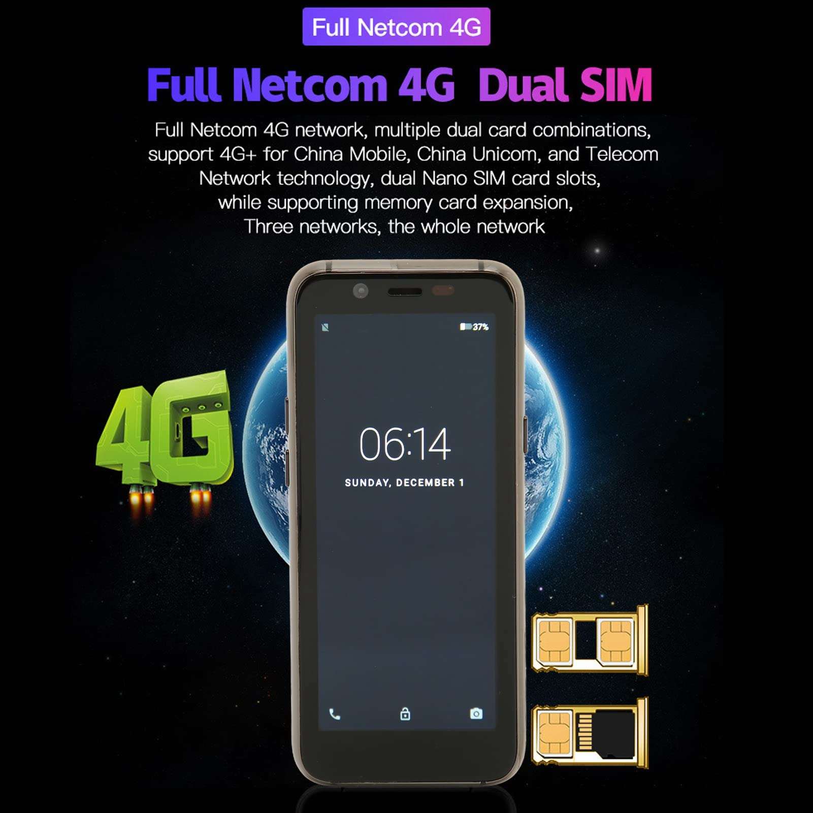 4G Mini Smartphone, 3.5in WiFi GPS Unlocked Cell Phone for Kids, Dual Sim Mobile Phone for Students with 3GB RAM 32GB ROM, Cute Smartphone (Black) 3