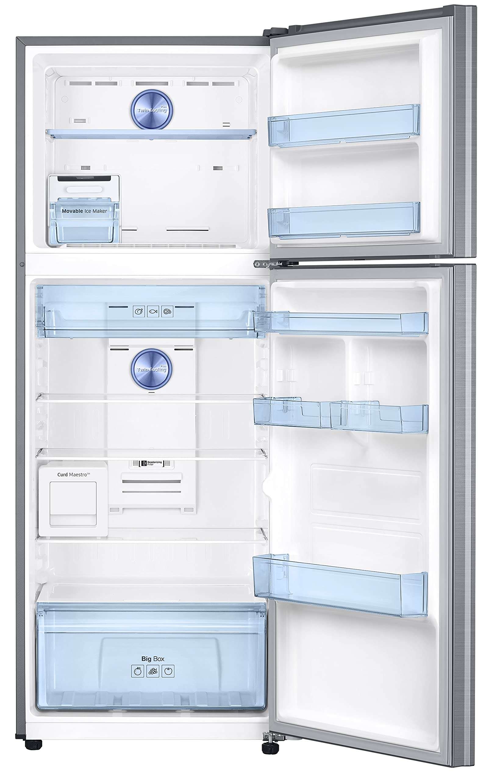 Samsung 407L 2 Star Frost-Free Double Door Digital Inverter Refrigerator (RT42B5C38S9/HL, Refined Inox), Curd Maestro 4