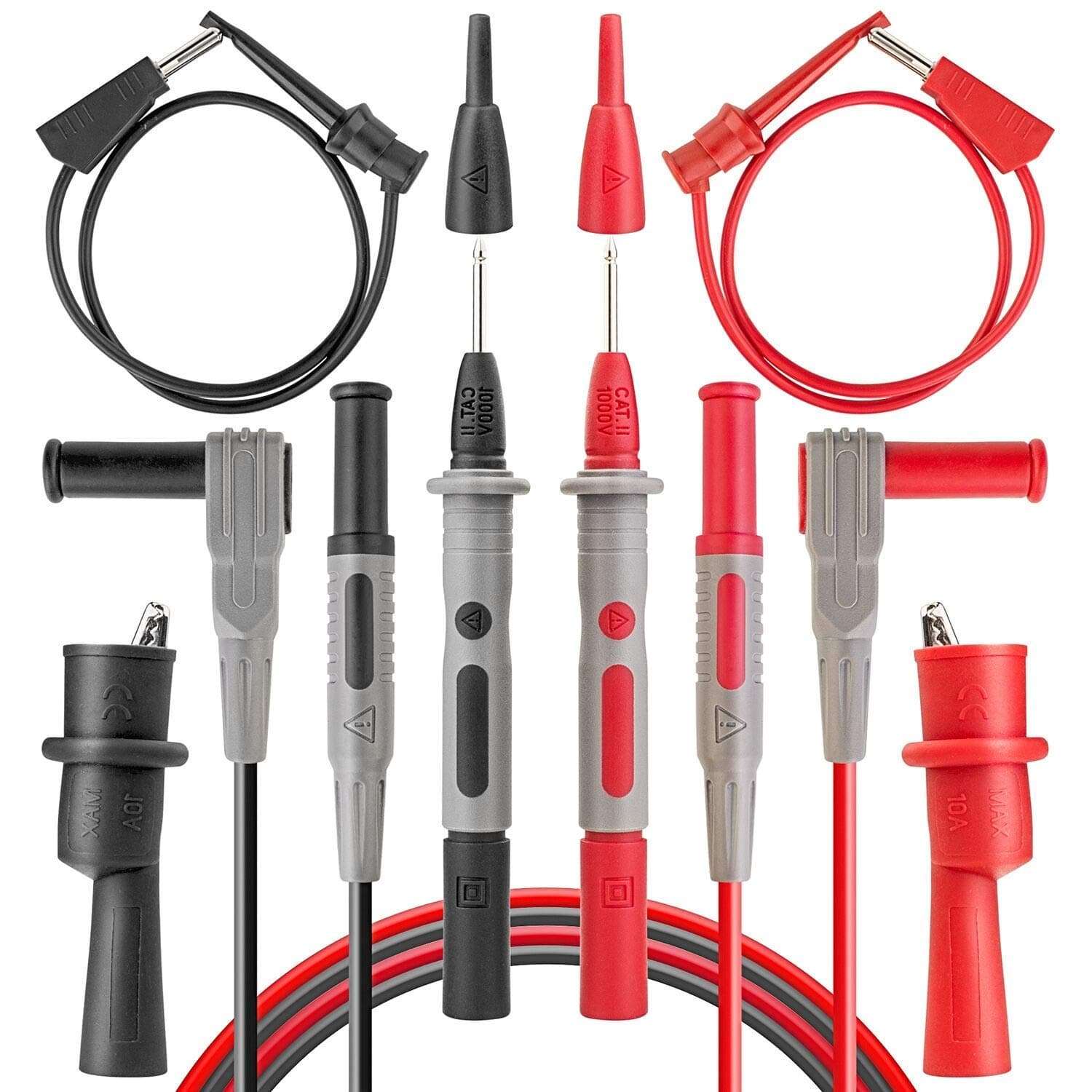 AstroAI Digital Clamp Meter 2000 Counts + AstroAI 8Pcs Multimeter Test Leads Set with Alligator Clips 3
