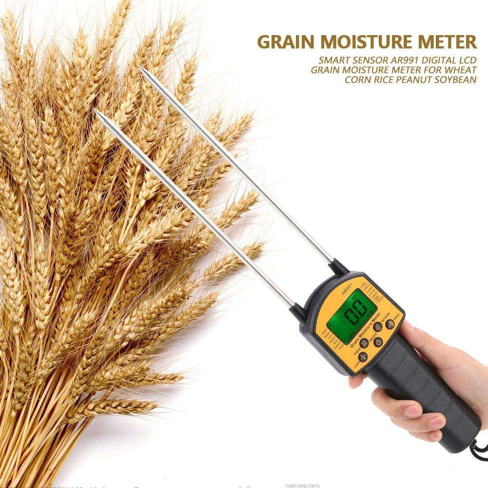 Tester Multifunctional Fibre Grain Moisture Meter Water Content Analyzer Humidity Meter Digital LCD Tool for Rice Bean for Corn Wheat for Peanut Soybean 6