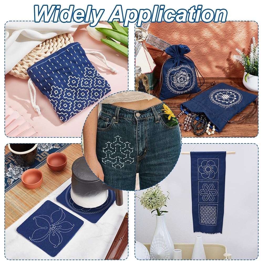 WEBEEDY 4 Styles Acrylic Sashiko Stencil Reusable Tree,Hexagon,Windmill,Clover Sashiko Pattern Template for Adults Beginners Drawing Line Template for Hand Quilting Embroidery,12x12x0.2cm/4.7x4.7x0.1 5